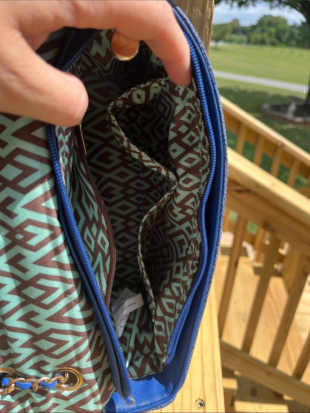 Caprese Textured Crossbody Bag, Blue Denim Textured Material - Picture 16 of 16